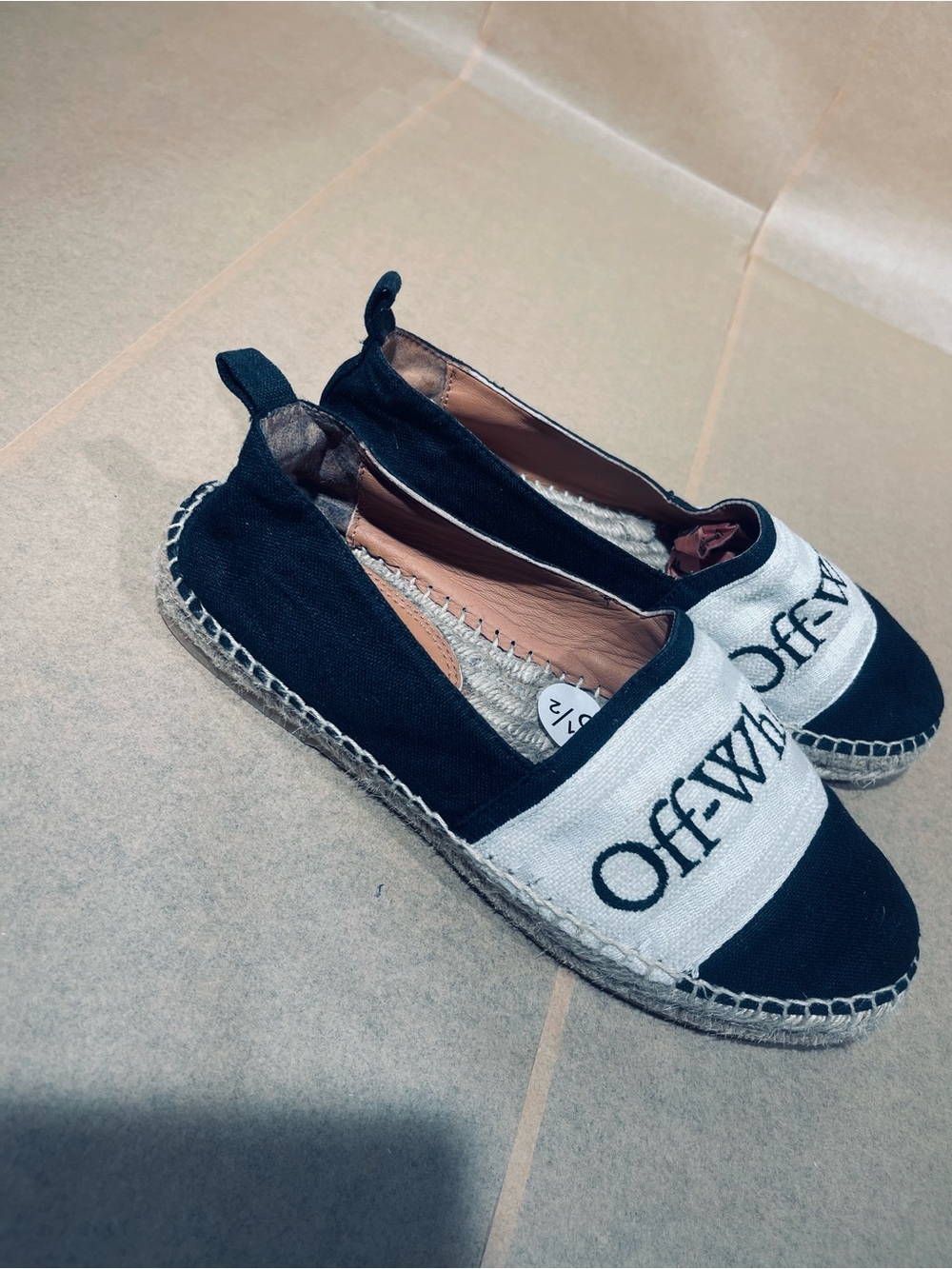Off-White Black and White Canvas Espadrille Slip-Ons